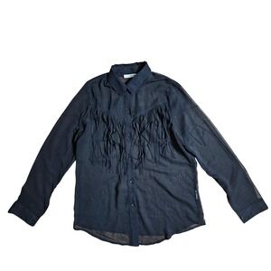 Vintage Sheer Fringe Western Button Front Blouse M Cowgirl Festival Boho Chic